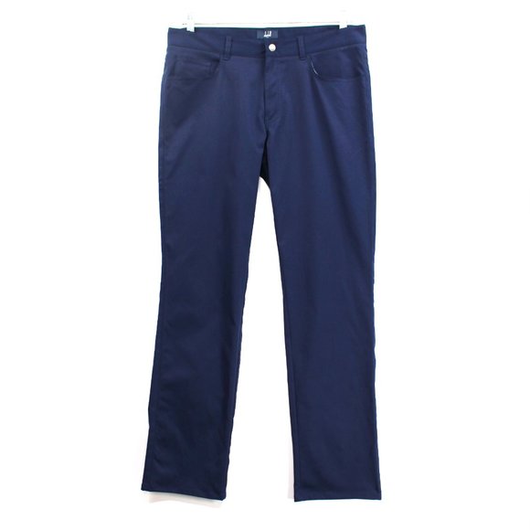 Dunhill Links Navy Blue Lightweight Polyester Straight Leg Trouser Pants 35